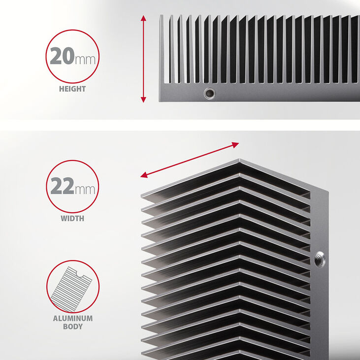 Dissipador de calor AXAGON CLR-M2XT passivo - M.2 SSD, 80mm SSD, ALU body, height 24mm image number 2