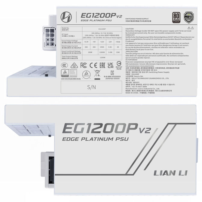 Fuente Modular Lian Li Edge Platinum V2 1200W 80+ Platinum Blanca (C/Hub) image number 2