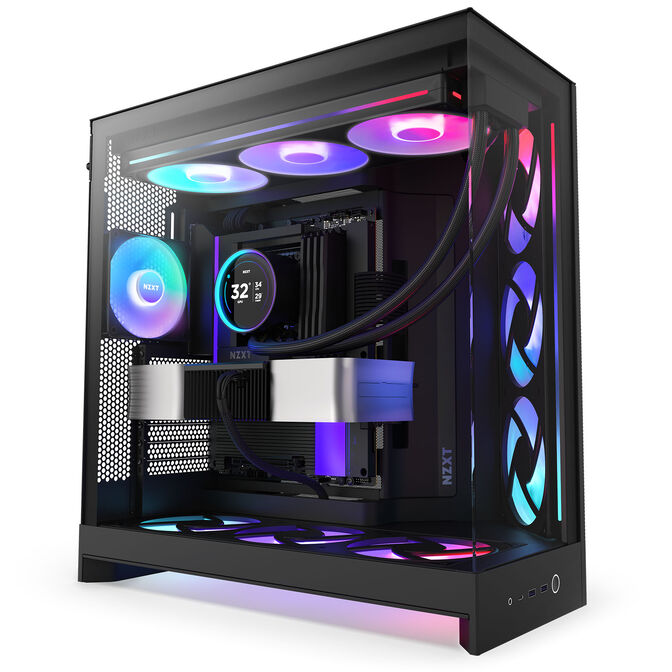 Torre E-ATX NZXT H9 Flow RGB+ Negra (2025) Cristal Templado image number 1