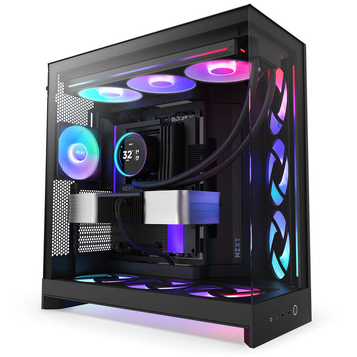 Torre E-ATX NZXT H9 Flow RGB+ Negra (2025) Cristal Templado image number 1
