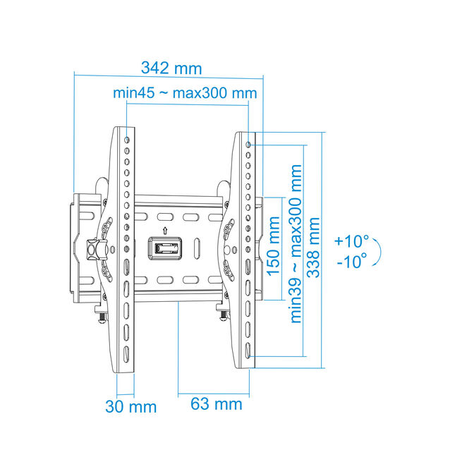 Soporte de Pared Tooq Tilt 32" a 55" Max. 75kg Negro image number 12