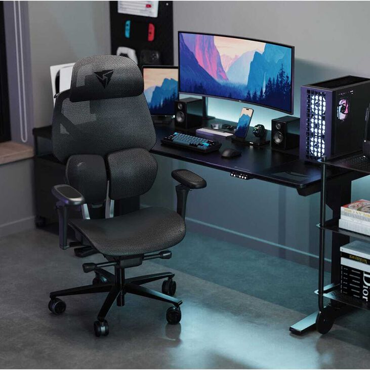 Silla Gaming Ergonomica ThunderX3 FLEX Pro, Apoio lombar 360 graus - Mesh Black image number 9