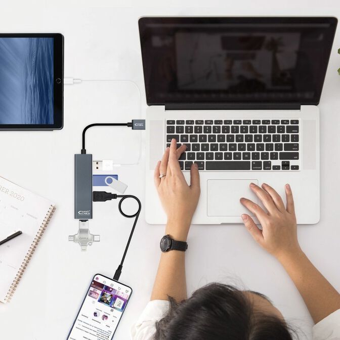 Hub USB 3.0 NanoCable 4x USB 3.0 Type A 10 CM Aluminio image number 3