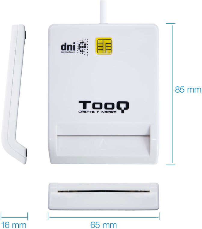 Lector de Tarjetas Tooq - Tarjetas Inteligentes / DNI 4.0 USB 2.0 Blanco image number 1