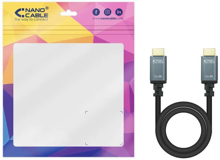 Cable HDMI V2.1 8K NanoCable IRIS USB-A M/M 0.5 M Negro image number 3