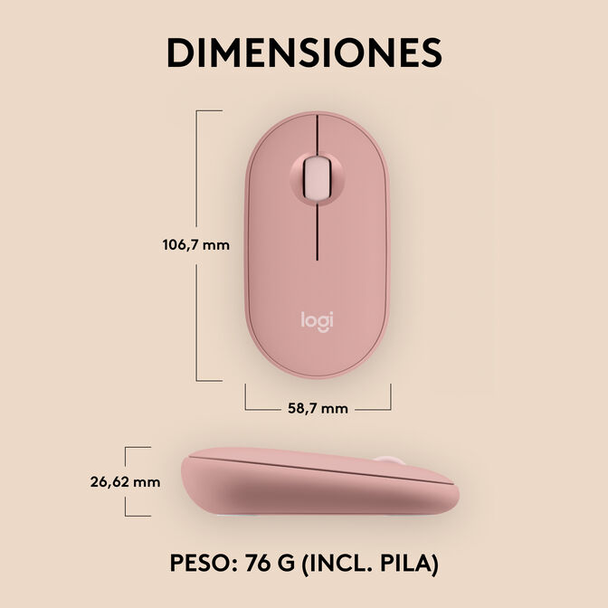 Rat&oacute;n Logitech Pebble 2 M350s Bluetooth Rosa image number 9