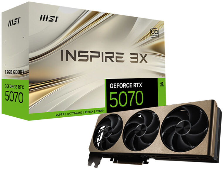Tarjeta Gr&aacute;fica MSI GeForce&reg; RTX 5070 INSPIRE 3X OC 12GB GDDR7 DLSS4