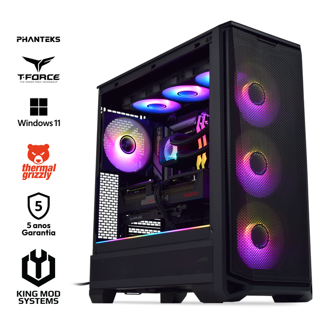 Ordenador King Mod Gamer-PC Phanteks Ryzen 7 9800X3D 32GB DDR5 2TB RX 9070 XT WiFi W11 Bonus