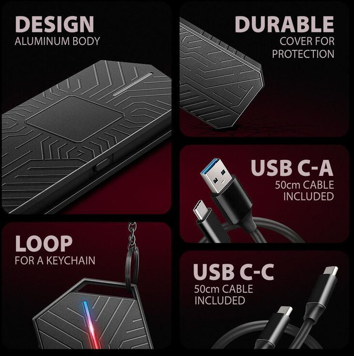 Caja SSD AXAGON EEM2-GAM USB-C 3.2 Gen 2 10Gbps - M.2 NVMe/SATA SSD GAME 30-80mm ALU box image number 15