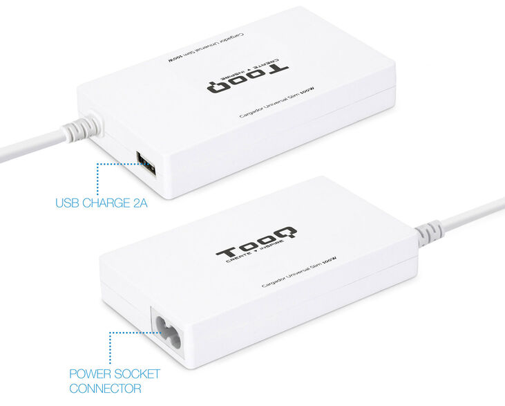 Cargador de Portátil Slim Tooq 100W 1x USB 9 Conectores Blanco image number 2