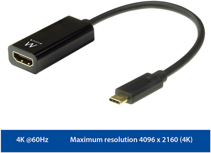 Cable Conversor Ewent USB C Macho para HDMI 4K Negro image number 1