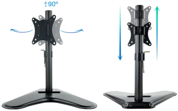 Soporte de Mesa Tabletop Tooq Tilt e Altura Ajustable 17" a 32" Max. 9kg Negro image number 2