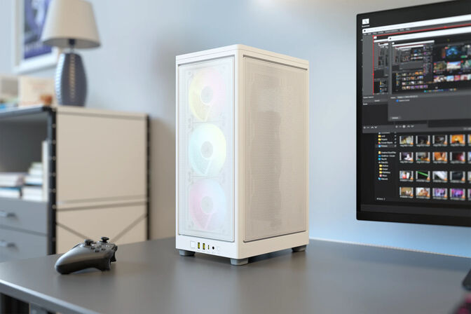 Torre Mini-ITX Corsair iCue 2000D RGB Blanco Cristal Templado image number 14