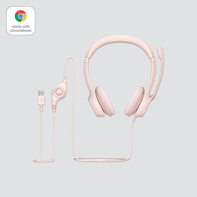 Auriculares Logitech H390 USB Rosa image number 4