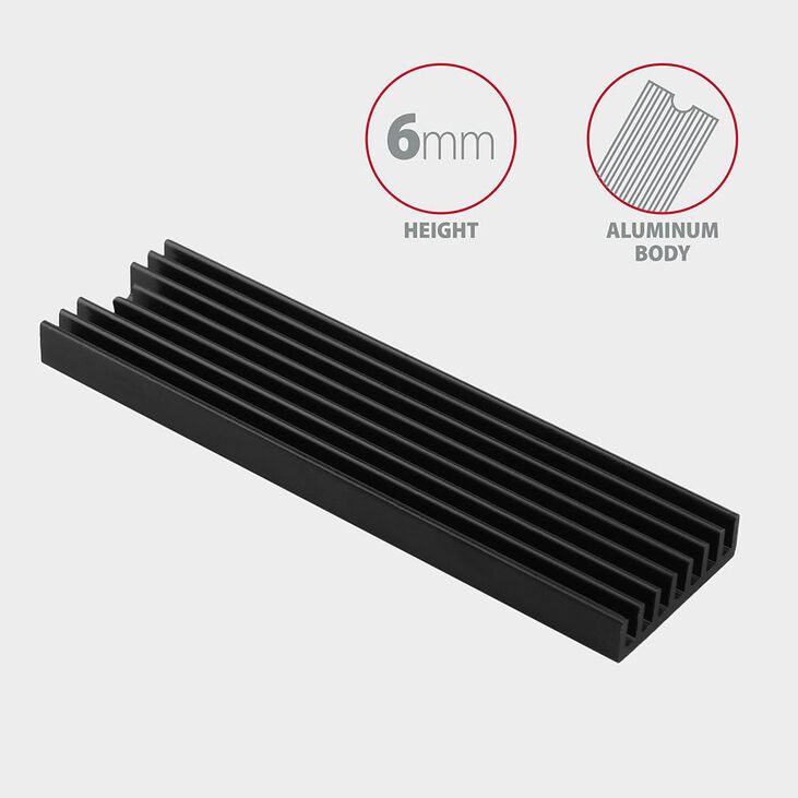 Dissipador Pasivo AXAGON CLR-M2L6 - M.2 SSD, 80mm SSD, ALU, silicone thermal pads, height 6mm image number 2