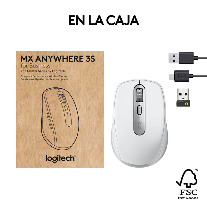 Rat&oacute;n Logitech MX Anywhere 3S for Business 8000DPI Wireless/Bluetooth Gris Claro image number 9