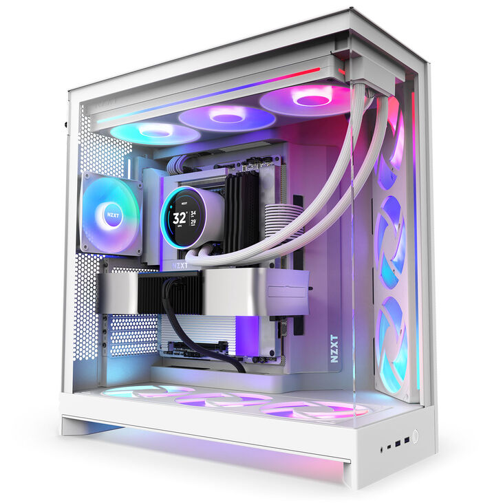 Torre E-ATX NZXT H9 Flow RGB+ Blanca (2025) Cristal Templado image number 1