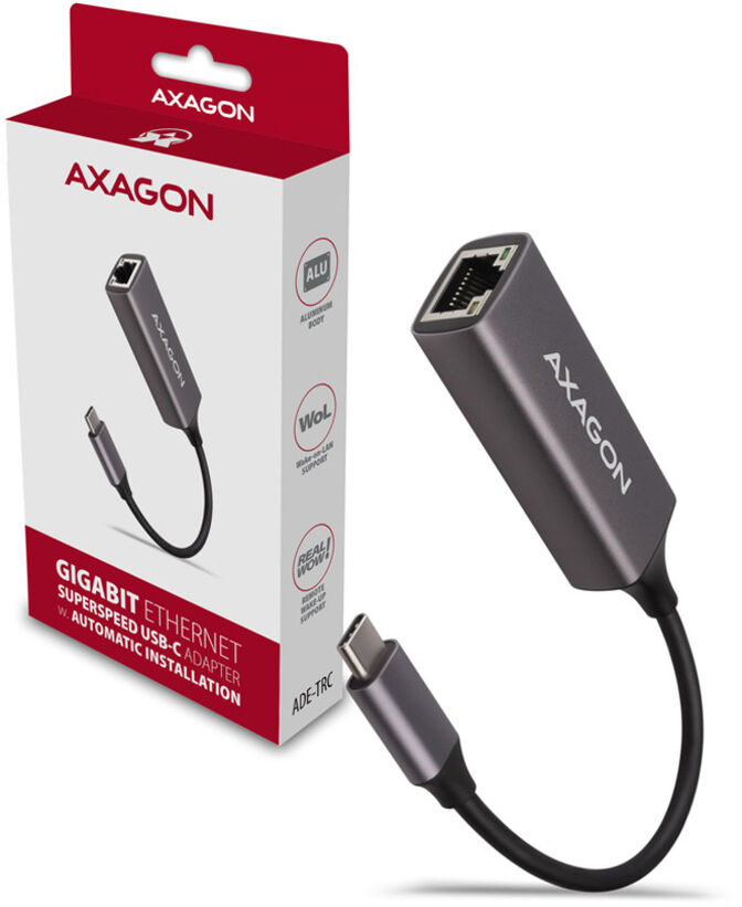 Adaptador AXAGON ADE-TRC Gigabit Ethernet 10/100/1000 - USB 3.1 Tipo C image number 1