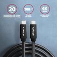 Cable de cargamento AXAGON BUCM32-CM05AB USB-C  <-> USB-C 3.2 Gen 2, 1m, PD 100W, 5A, 4K HD, ALU, braid, Negro image number null