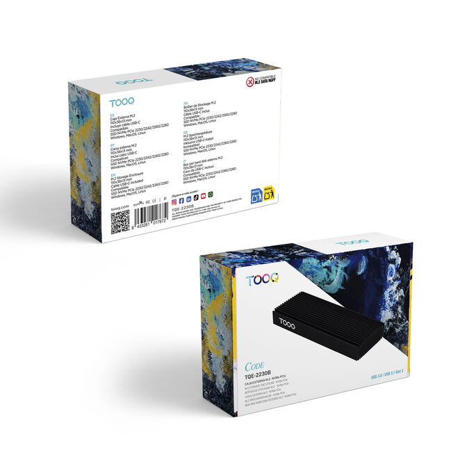 Caja SSD Tooq TQE-2230B M.2 NVMe PCIe USB3.1 Gen 2 Negro image number 8