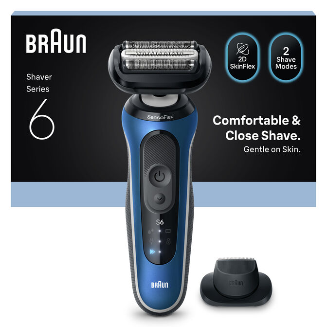 Afeitadora Braun Series 6 62-B1200s Azul/Negro image number 2