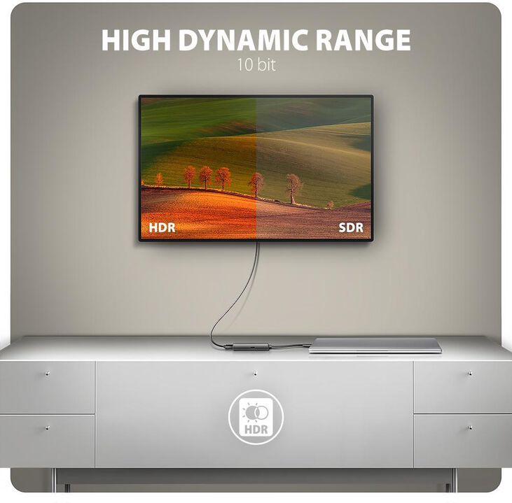 Cable AXAGON RVC-HI8KPD -> HDMI 2.1 adapter 8K/60Hz  4K/144Hz Aluminum, 1,8m image number 4