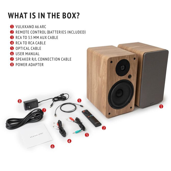 Altavoces Hi-Fi Vulkkano A6 ARC 80W Bluetooth HDMI ARC Marrones image number 4