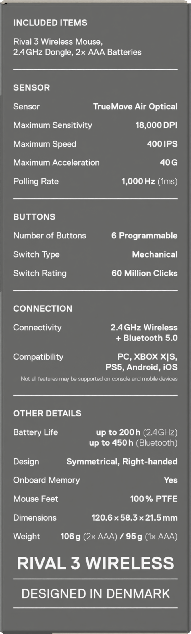 Rat&oacute;n Steelseries Rival 3 Wireless Gen2 Aqua image number 9