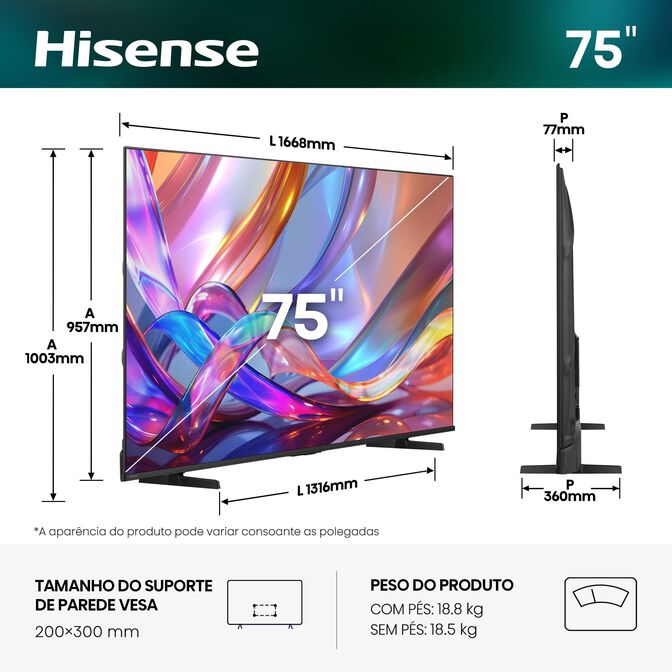 Televisor Hisense 75E7S 75" QLED UltraHD 4K VIDAA image number 1