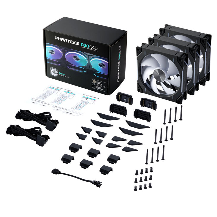 Ventilador Phanteks D30 PWM D-RGB Negro Pack 3 - 140mm image number 8