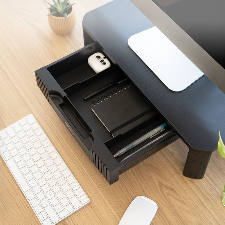 Soporte Elevador Ajustable Tooq para Monitores con Cajón Negro image number 5