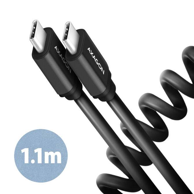 Cable AXAGON BUCM-CM20TB USB-C  <-> USB-C, 1m, USB 2.0, 2.4A, ALU, PVC image number 0