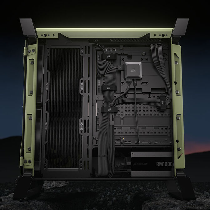 Torre E-ATX Corsair WARTHOG Perfomance Mil Green Cristal Templado image number 28