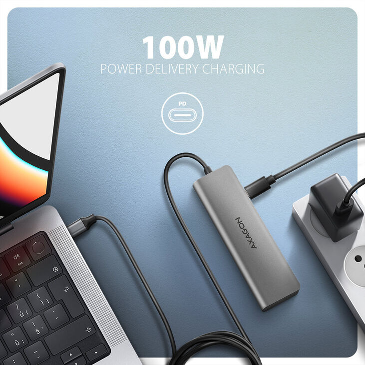 HUB USB-C AXAGON HMC-5H USB-C 3.2 Gen 1 hub, 3x USB-A, 4K HDMI, PD 100W image number 2