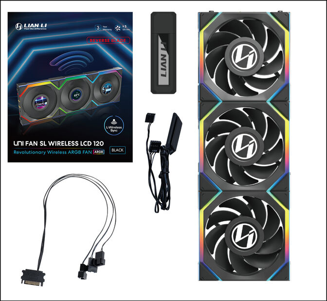 Ventilador Lian Li UNI FAN SL120 LCD Wireless RGB Reverse Blade PWM Negro 120mm (Pack 3) image number 10