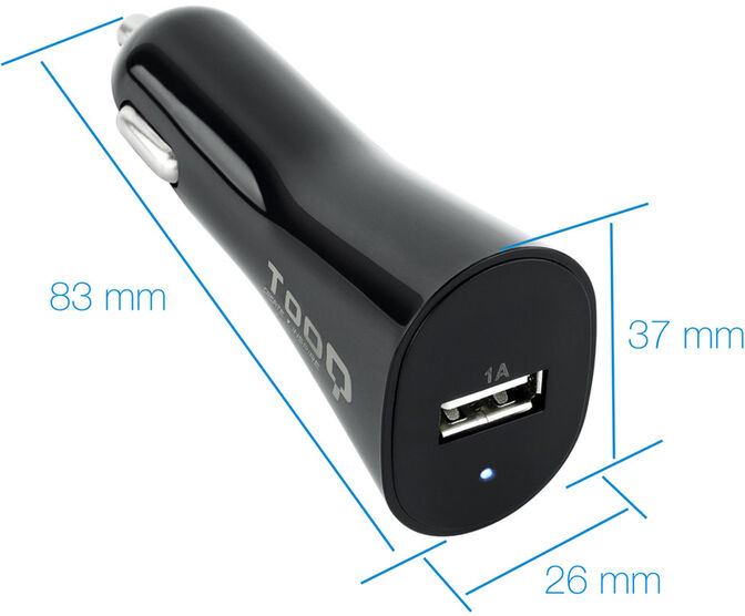 Cargador de Isqueiro Tooq 5V/1A Negro image number 2