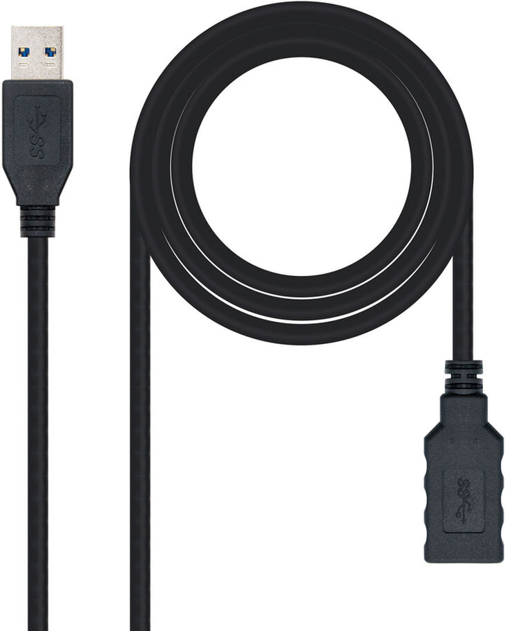 Cable USB 3.0 Nanocable USB-A M/F 2 M Negro image number 0