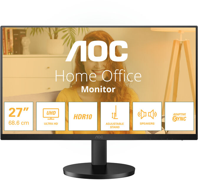Monitor AOC 27" U27B3AF IPS 4K 60Hz Ajuste de altura image number 0