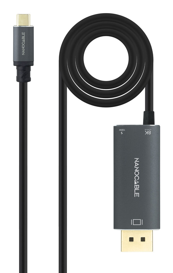 Cable Conversor Nanocable USB-C/M > DisplayPort/M 8K 1.8 M Negro image number 0