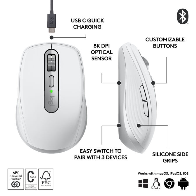 Rat&oacute;n Logitech MX Anywhere 3S Wireless Gris Claro image number 1
