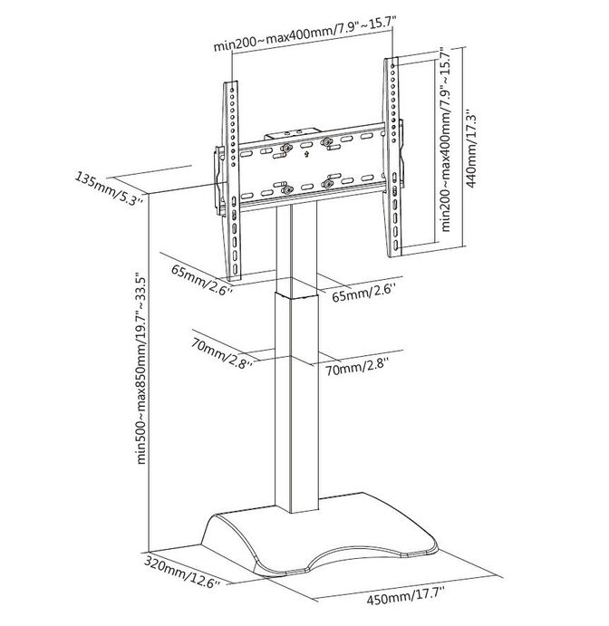 Soporte de Mesa Tabletop Equip para TV 32" a 65" Motorizado c/Comando M&aacute;x. 50kg image number 3
