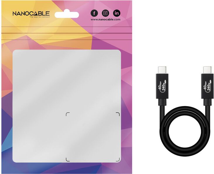 Cable USB 4 Gen3x2 Nanocable 40Gbps 5A/240W, USB-C M/M 1.8 M Negro image number 2