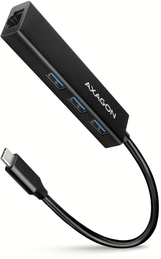 HUB USB-C AXAGON HMC-GL3A 3x USB-A + GLAN, USB 3.2 Gen 1 hub, metalico image number 0