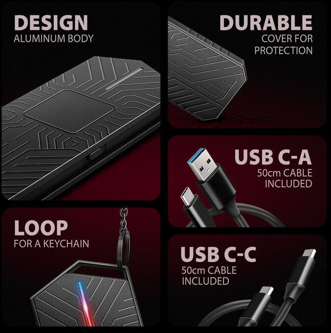 Caja SSD AXAGON EEM2-GAM USB-C 3.2 Gen 2 10Gbps - M.2 NVMe/SATA SSD GAME 30-80mm ALU box image number 14