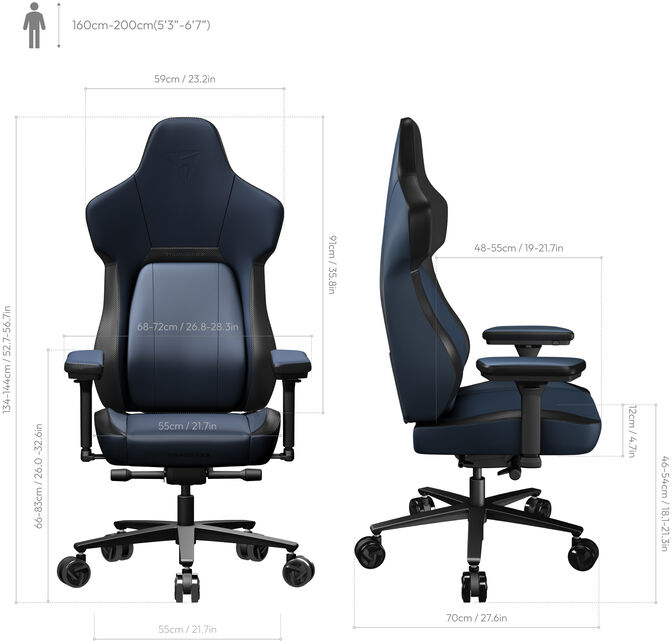 Silla Gaming ThunderX3 Core, Apoio lombar 360 graus - Modern Blue image number 9