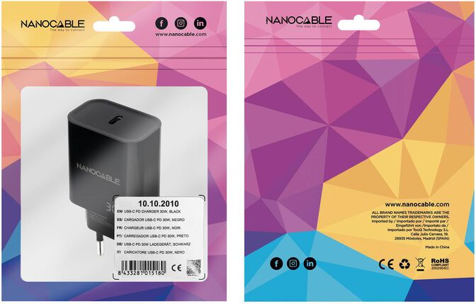 Cargador Nanocable USB-C/PD 30W Negro image number 2