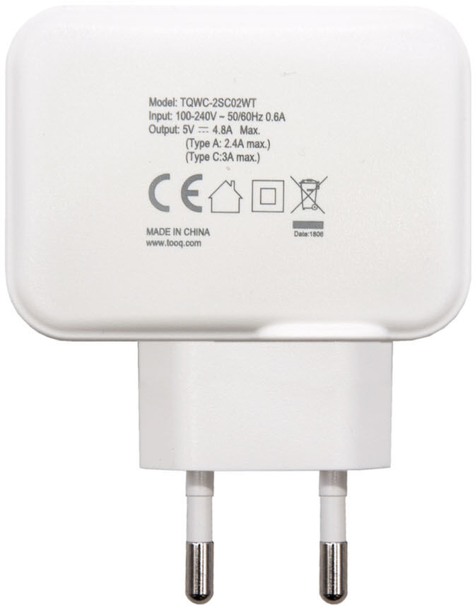 Cargador Tooq Duplo USB-C + USB-A 27W Blanco image number 1