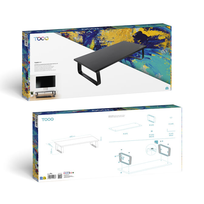 Soporte Elevador Tooq para Monitores Madera Negra image number 6