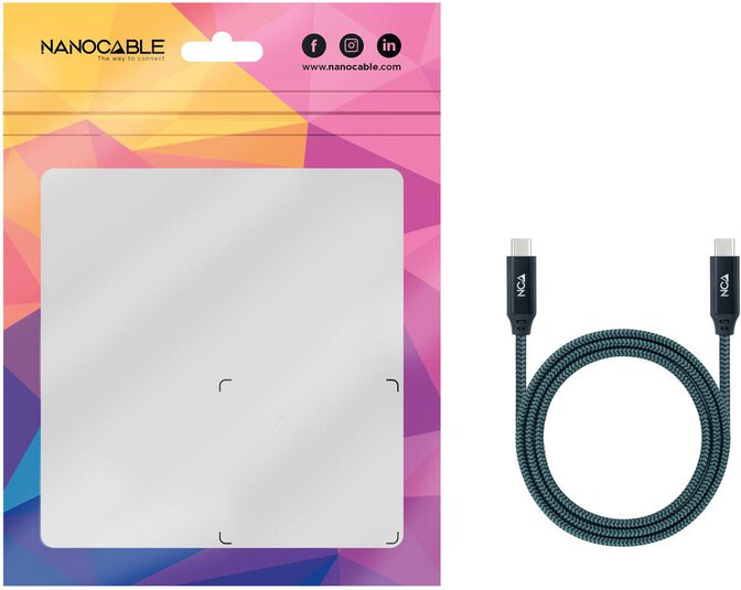 Cabo USB 3.2 Gen2x2 Nanocable 20Gbps 5A/100W 4K@60Hz USB-C M/M 2 M Gris/Negro image number 3