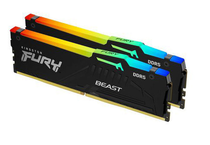 Kingston Kit 64GB (2 x 32GB) DDR5 5200MHz FURY Beast RGB Negro 2R CL40 image number 1